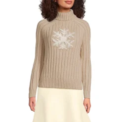 Jacquard-Pullover aus Baumwollmix mit Schneeflocke für Damen