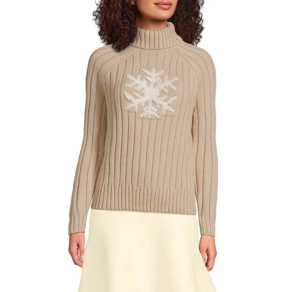 Jacquard-Pullover aus Baumwollmix mit Schneeflocke für Damen