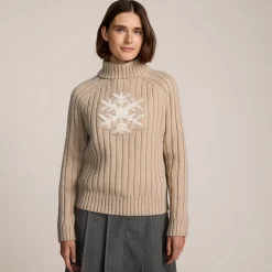 Jacquard-Pullover aus Baumwollmix mit Schneeflocke für Damen