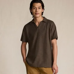 Jacquard-Shirt mit V-Ausschnitt für Herren