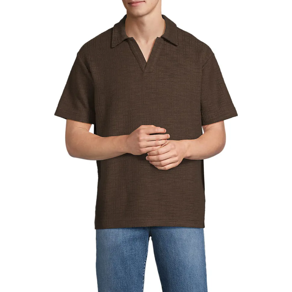 Jacquard-Shirt mit V-Ausschnitt für Herren