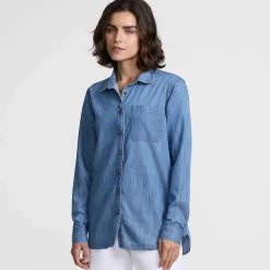Jeansbluse aus Lyocell-Mix