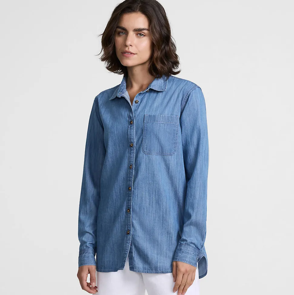 Jeansbluse aus Lyocell-Mix