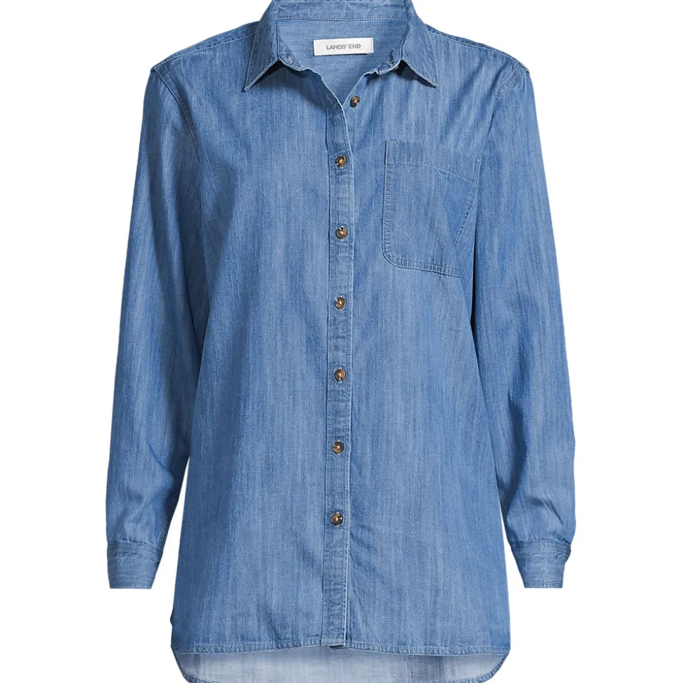Jeansbluse aus Lyocell-Mix