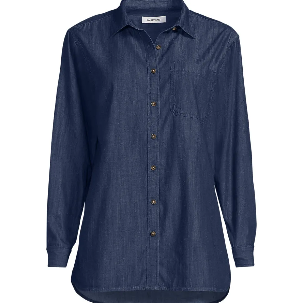 Jeansbluse aus Lyocell-Mix