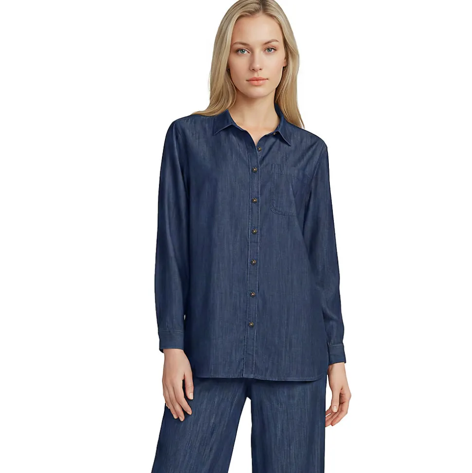 Jeansbluse aus Lyocell-Mix