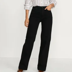 Jeans High Waist mit weitem Bein Farbig