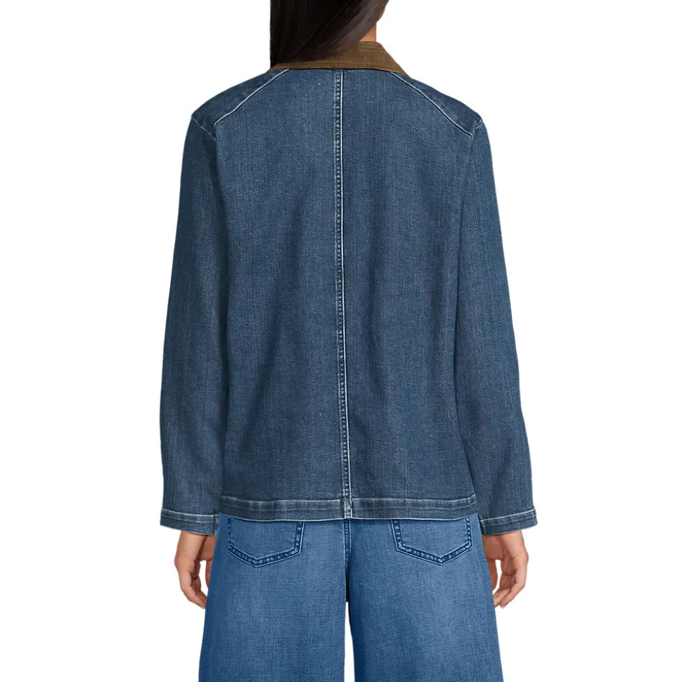 Jeansjacke mit Cordkragen für Damen