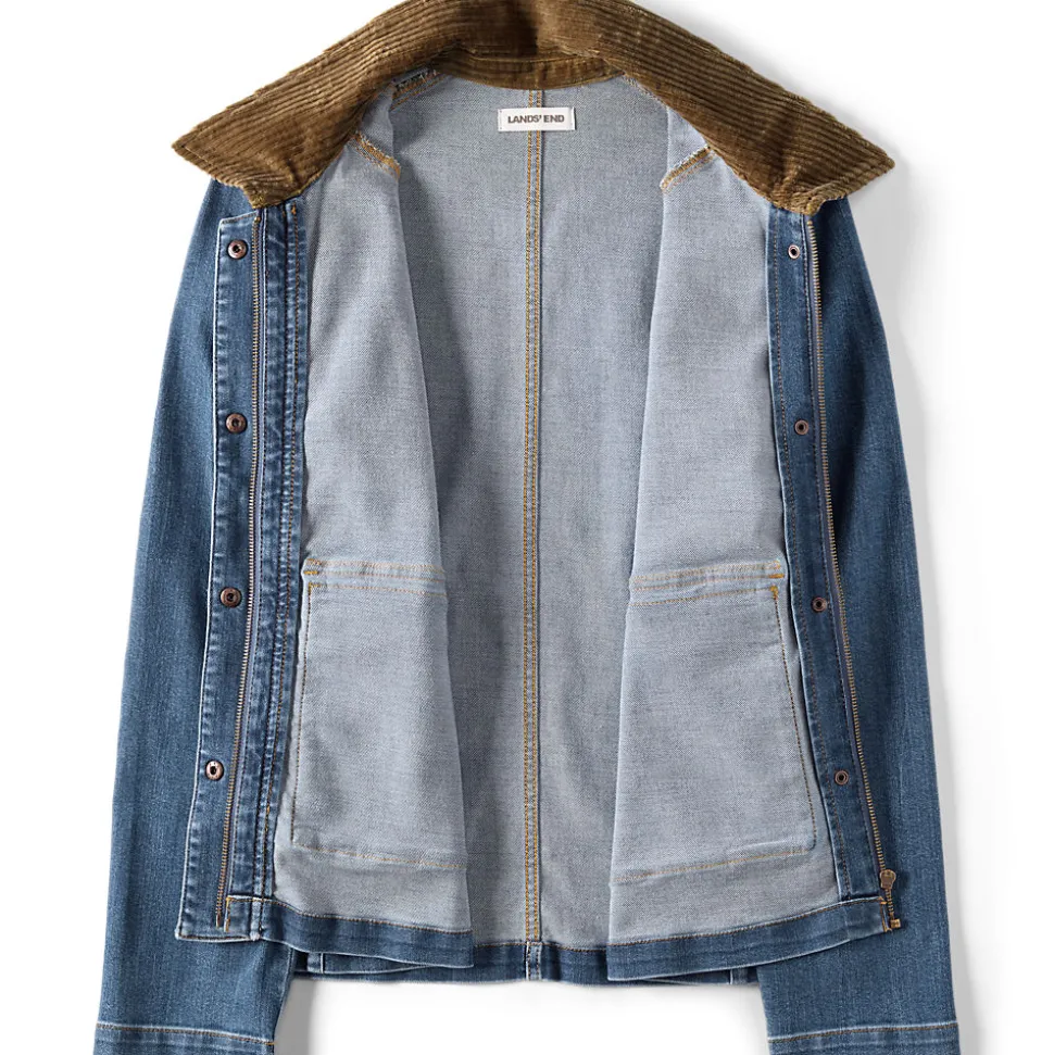 Jeansjacke mit Cordkragen für Damen