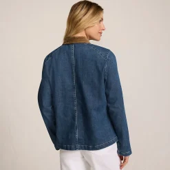 Jeansjacke mit Cordkragen für Damen