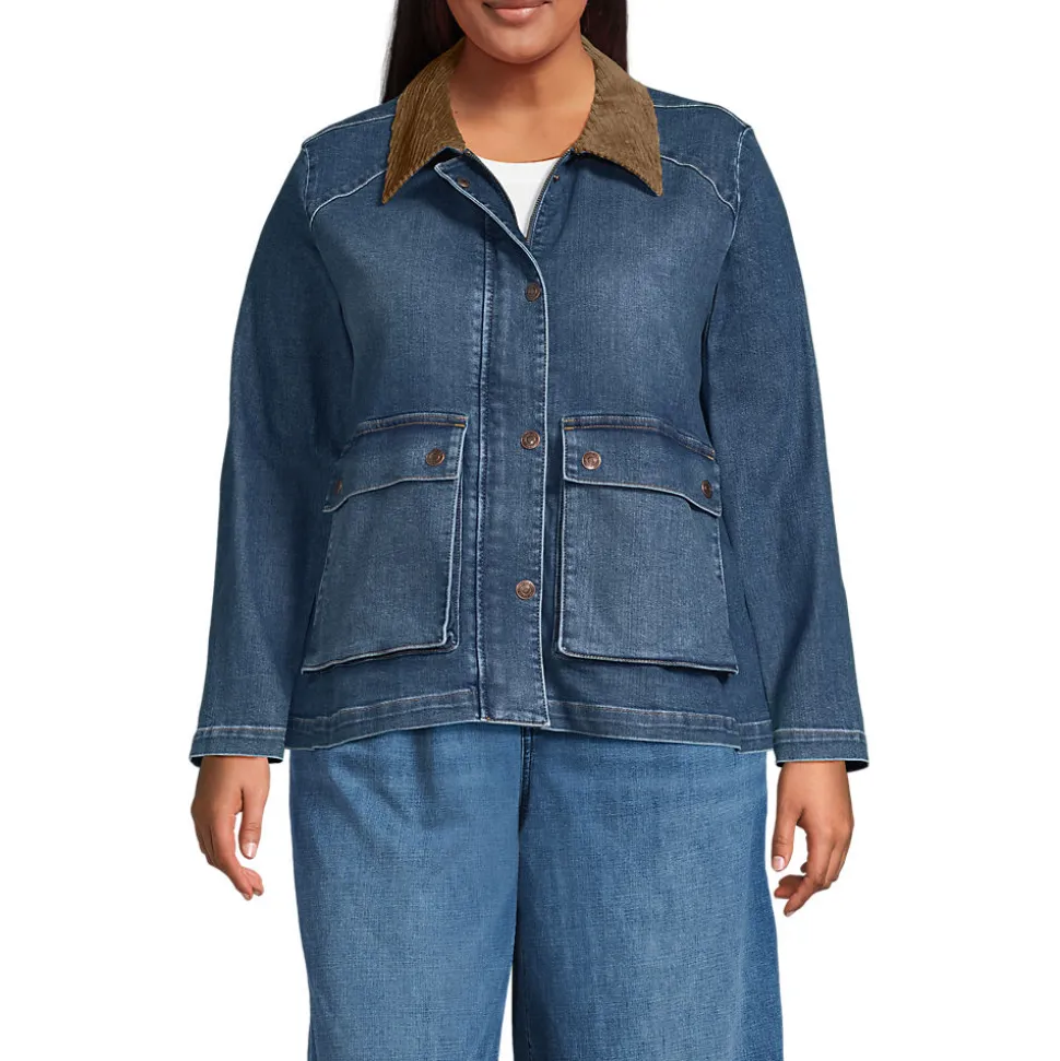 Jeansjacke mit Cordkragen für Damen