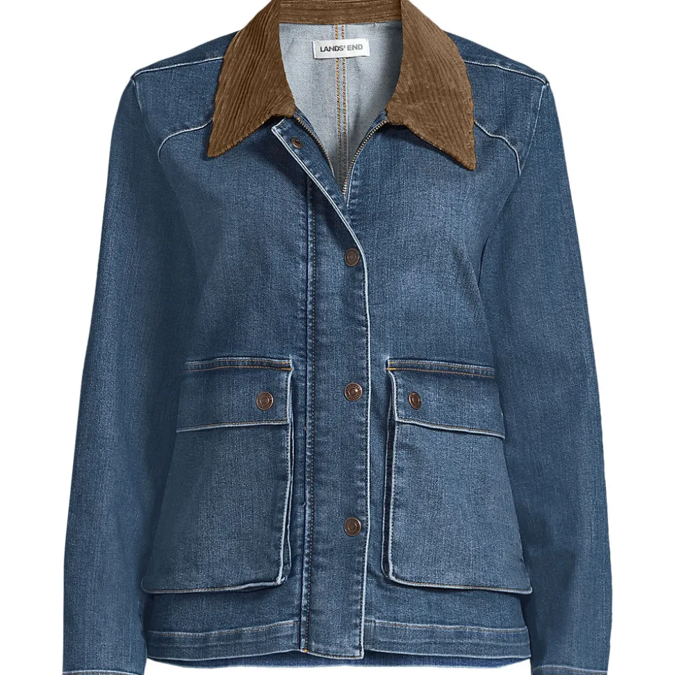 Jeansjacke mit Cordkragen für Damen