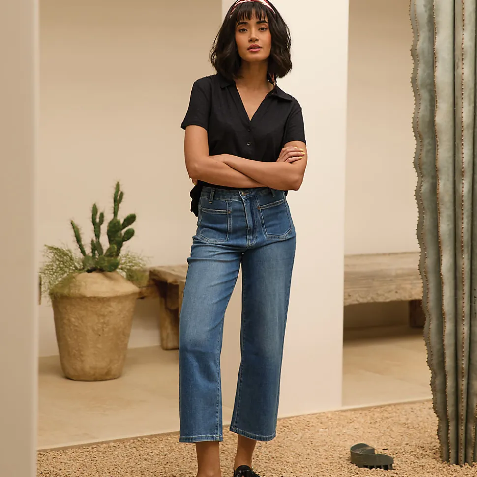 7/8-Jeans mit weitem Bein