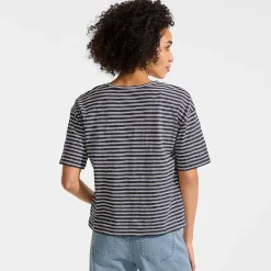 Kastiges Flammgarnshirt mit kurzen Ärmeln für Damen