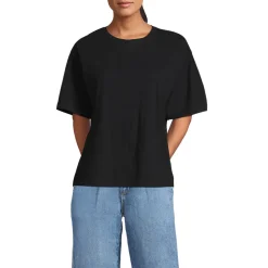 Kastiges Flammgarnshirt mit kurzen Ärmeln für Damen