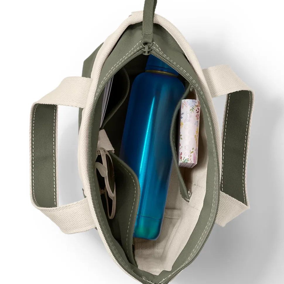 Kleine Canvastasche mit Zipper für Damen
