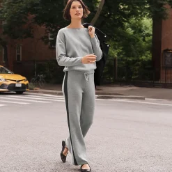 Knöchellange Feinstrick-Hose mit weitem Bein für Damen