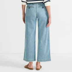 Knöchellange Mid Waist Jeans mit weitem Bein
