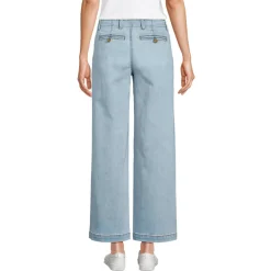 Knöchellange Mid Waist Jeans mit weitem Bein