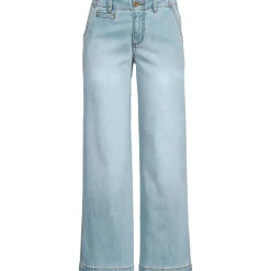 Knöchellange Mid Waist Jeans mit weitem Bein