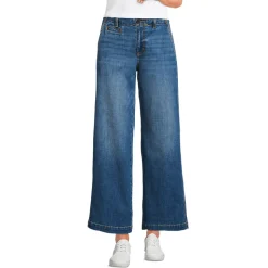 Knöchellange Mid Waist Jeans mit weitem Bein