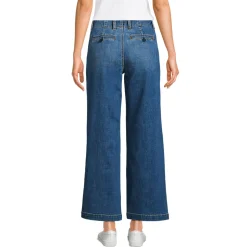Knöchellange Mid Waist Jeans mit weitem Bein
