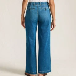 Knöchellange Mid Waist Jeans mit weitem Bein