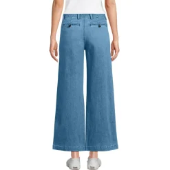 Knöchellange Mid Waist Jeans mit weitem Bein