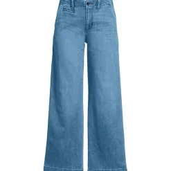 Knöchellange Mid Waist Jeans mit weitem Bein