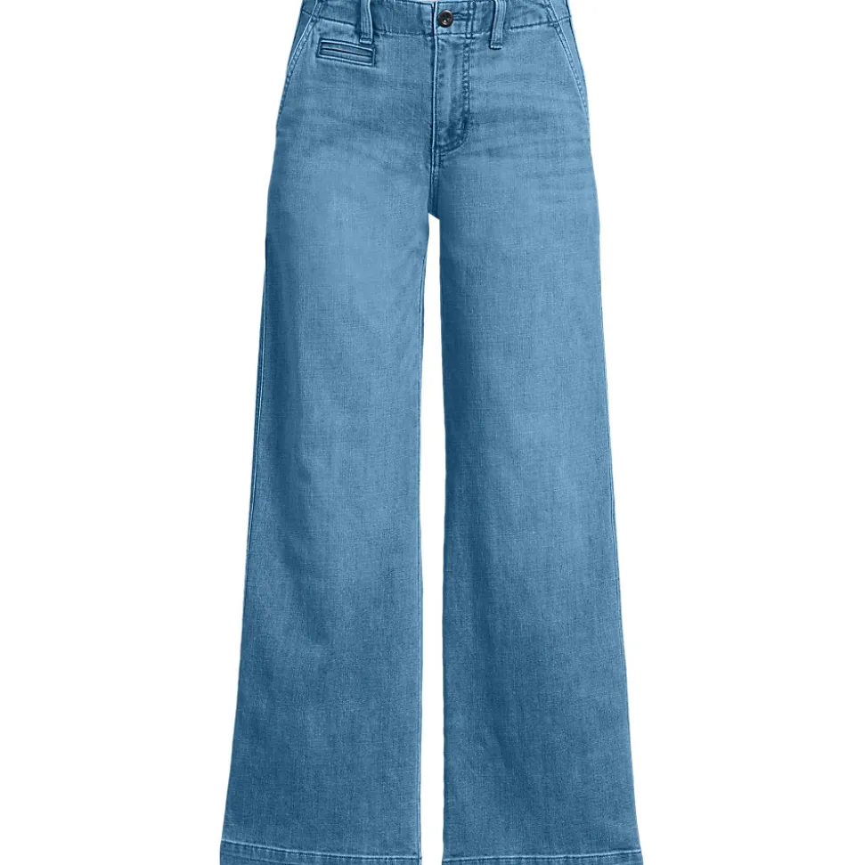 Knöchellange Mid Waist Jeans mit weitem Bein