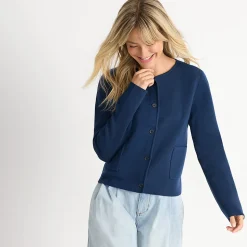 Kragenloser Feinstrick-Blazer für Damen