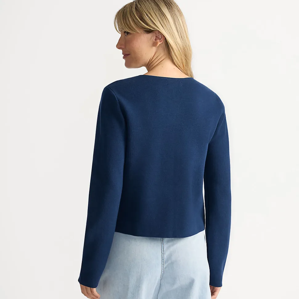 Kragenloser Feinstrick-Blazer für Damen