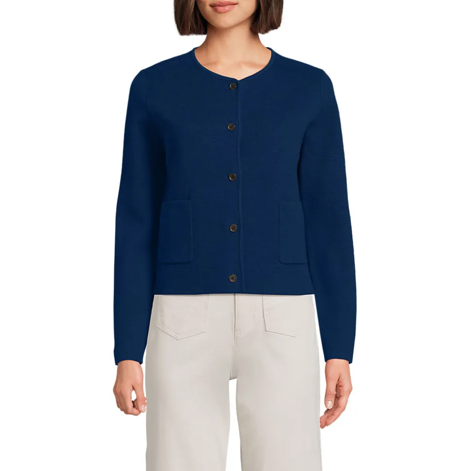 Kragenloser Feinstrick-Blazer für Damen