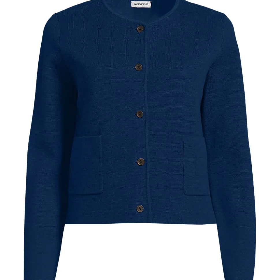 Kragenloser Feinstrick-Blazer für Damen