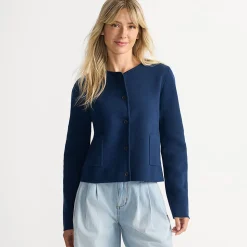 Kragenloser Feinstrick-Blazer für Damen