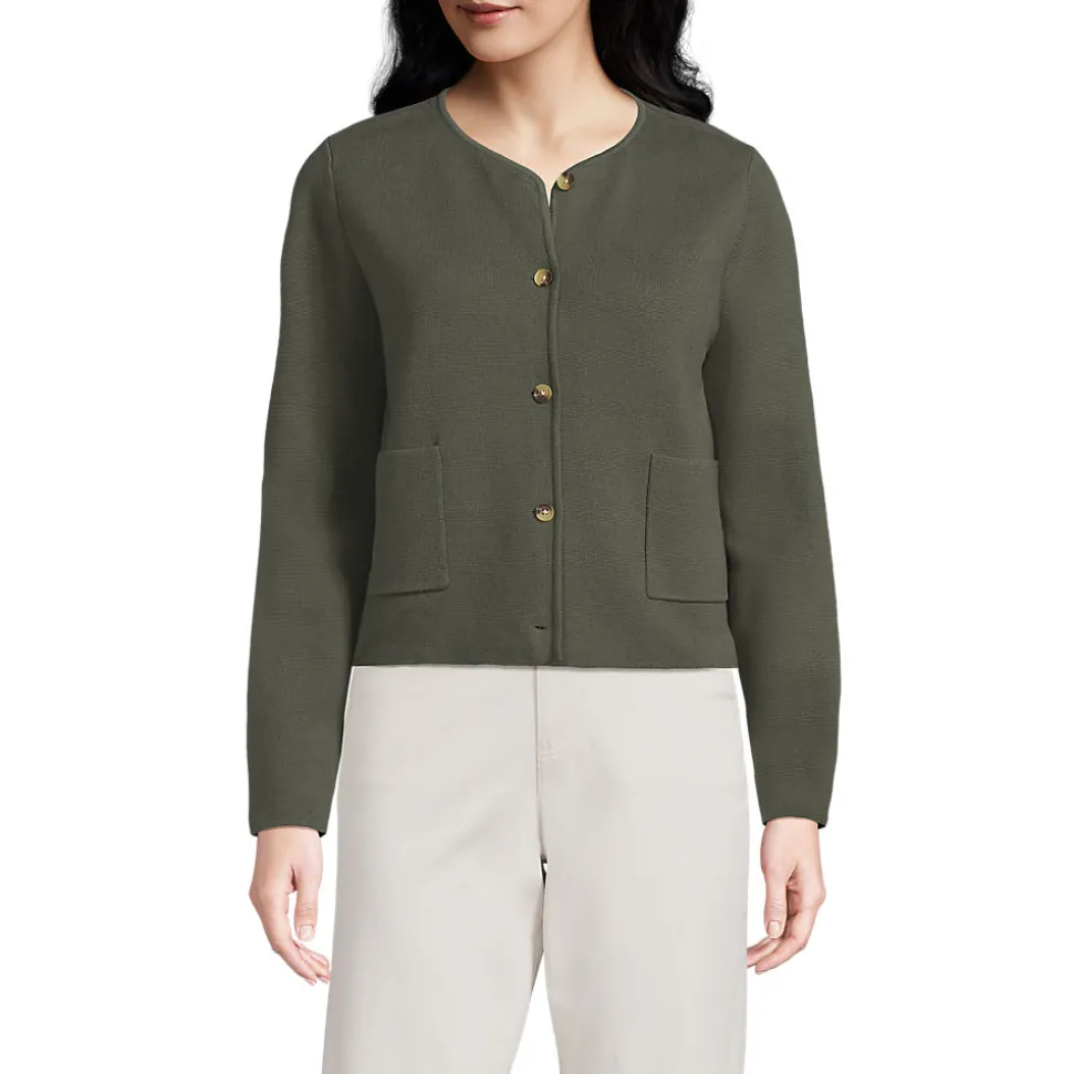 Kragenloser Feinstrick-Blazer für Damen