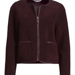 Kragenlose Sherpa-Fleecejacke für Damen