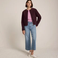 Kragenlose Sherpa-Fleecejacke für Damen