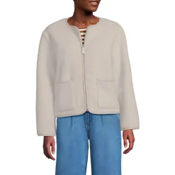 Kragenlose Sherpa-Fleecejacke für Damen