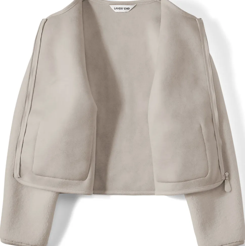Kragenlose Sherpa-Fleecejacke für Damen