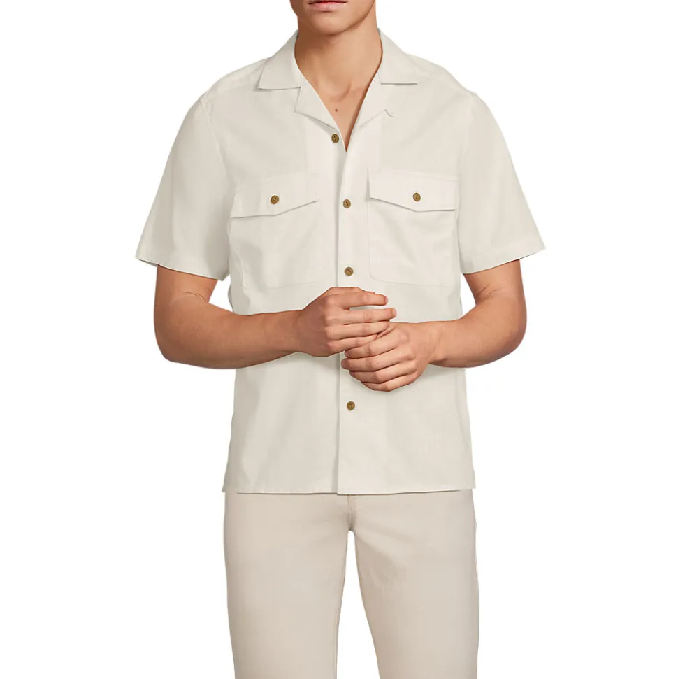 Kurzarmhemd aus Baumwoll-/Leinenmix für Herren