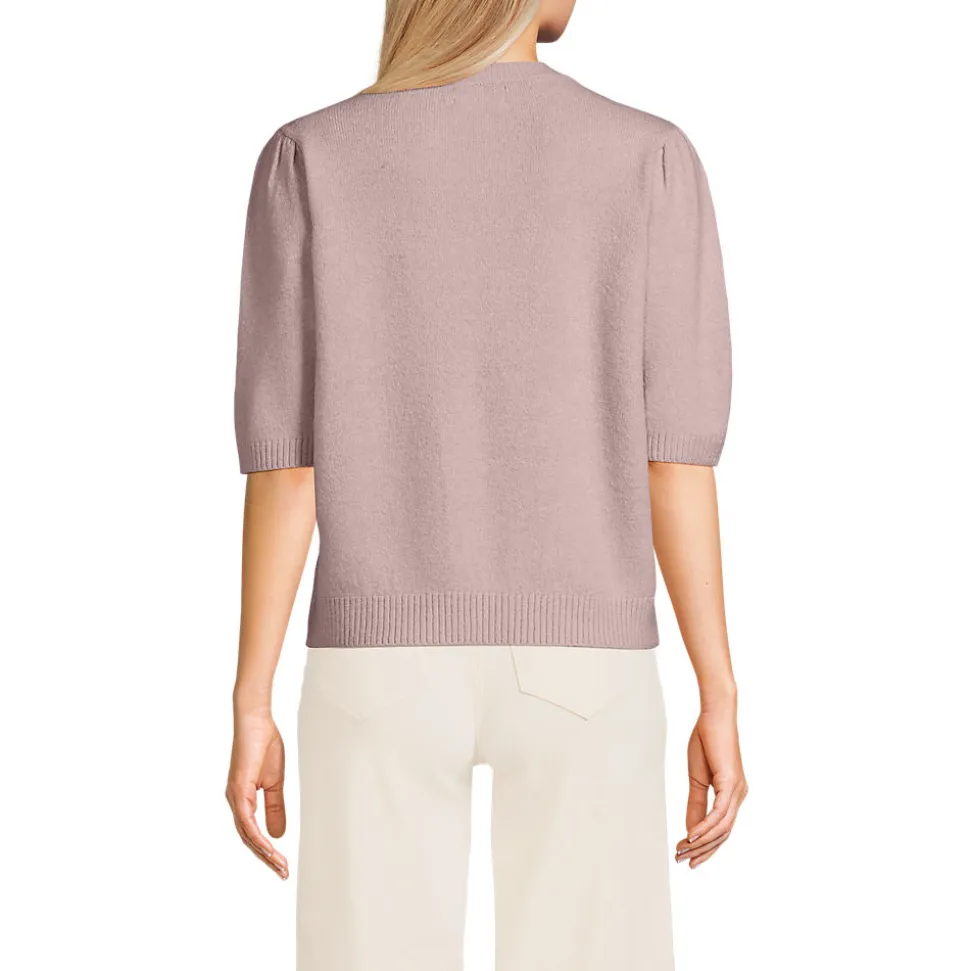 Kurzarm-Pullover Wool Touch mit Strassverzierung für Damen