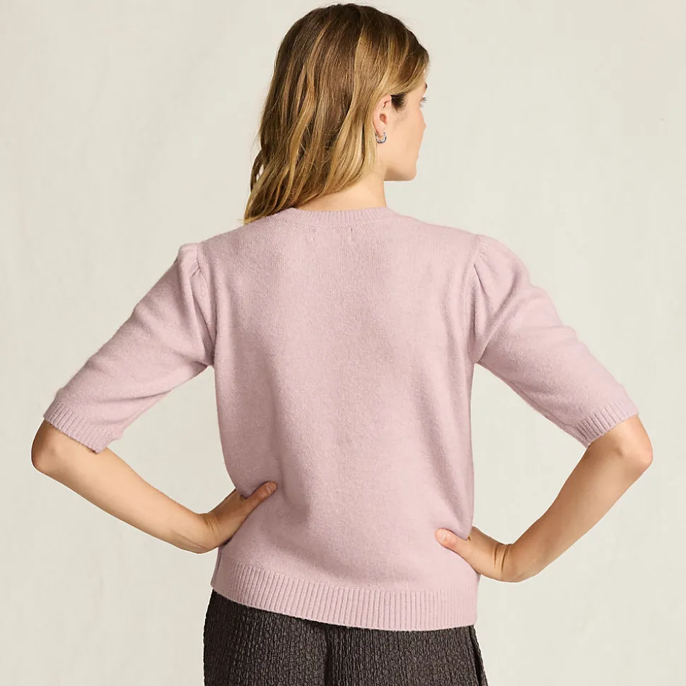 Kurzarm-Pullover Wool Touch mit Strassverzierung für Damen