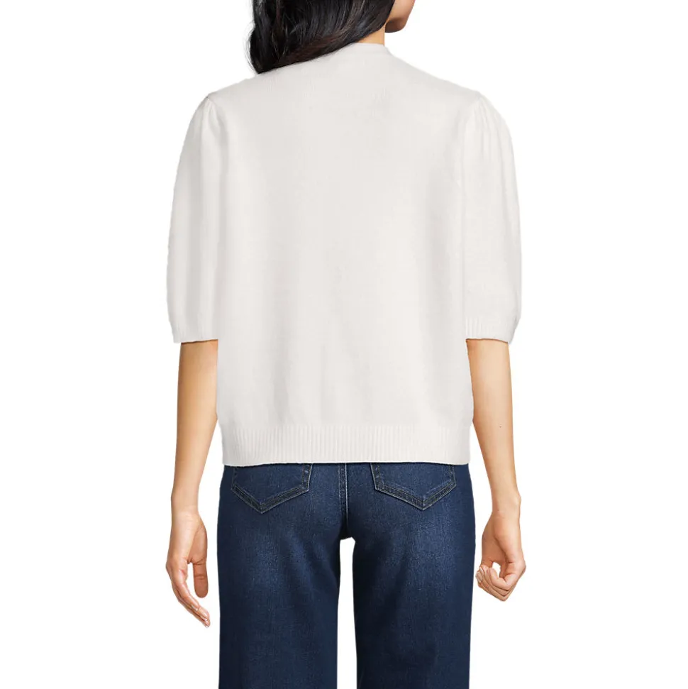 Kurzarm-Pullover Wool Touch mit Strassverzierung für Damen