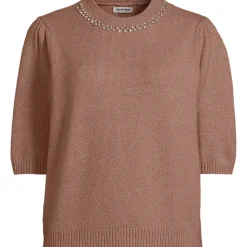 Kurzarm-Pullover Wool Touch mit Strassverzierung für Damen