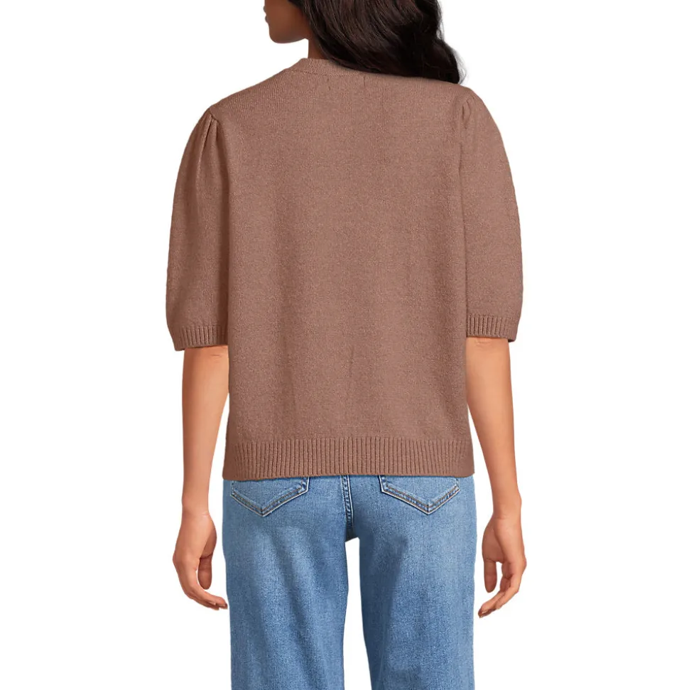 Kurzarm-Pullover Wool Touch mit Strassverzierung für Damen