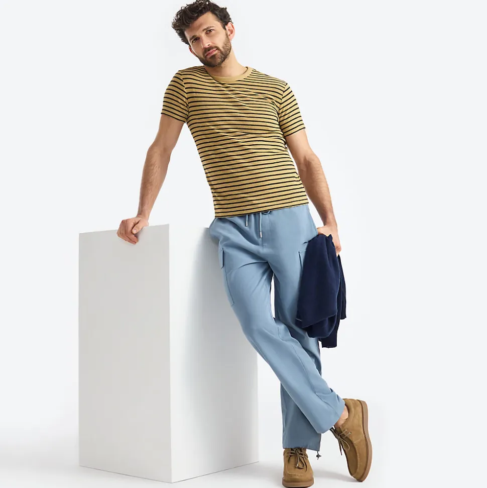 Kurzarm-Streifenshirt mit Struktur für Herren