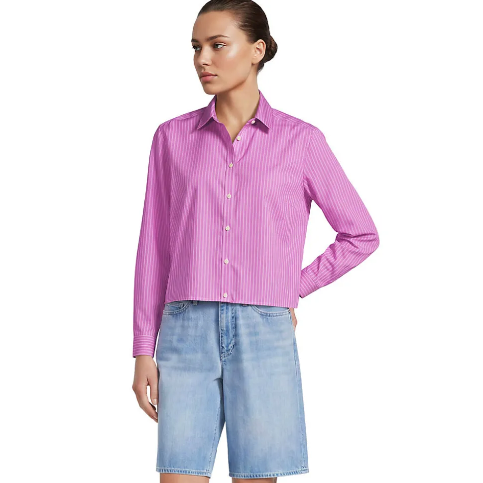 Kurze, bügelfreie Hemdbluse für Damen