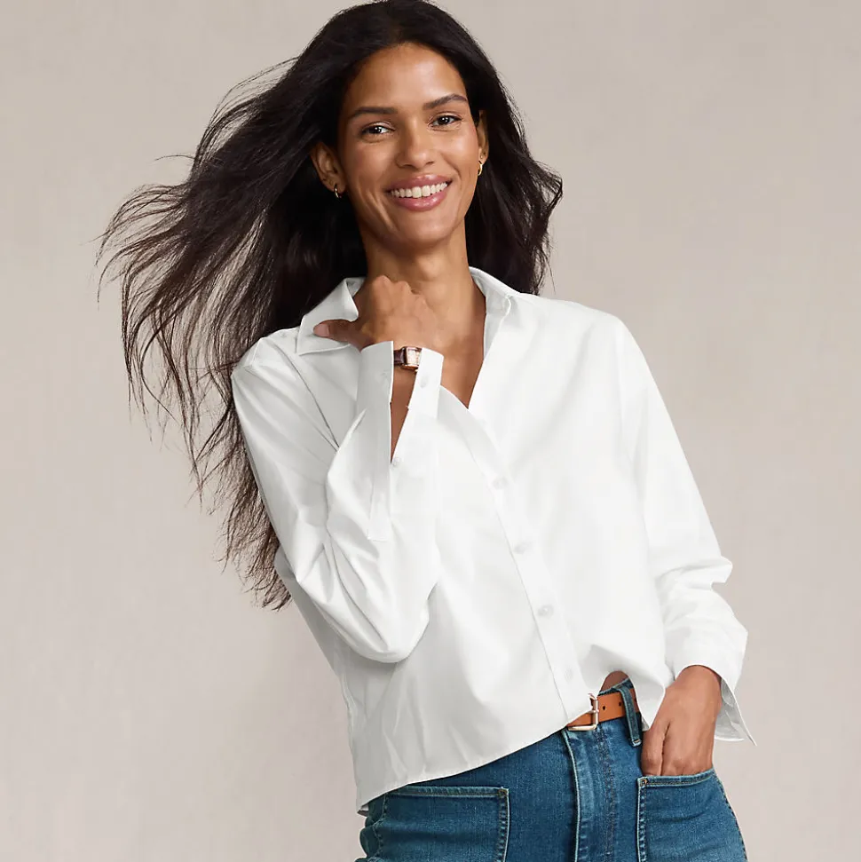 Kurze, bügelfreie Hemdbluse für Damen