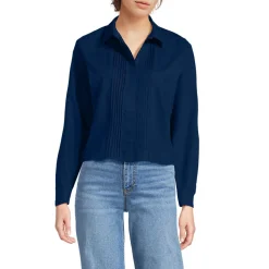 Kurze bügelfreie Hemdbluse mit Biesen für Damen